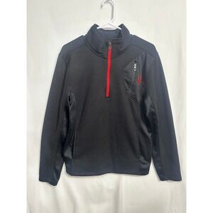 Spyder Mens S Black Red Quarter Zip Waffle Knit Fleece Pullover SPEDD243-096